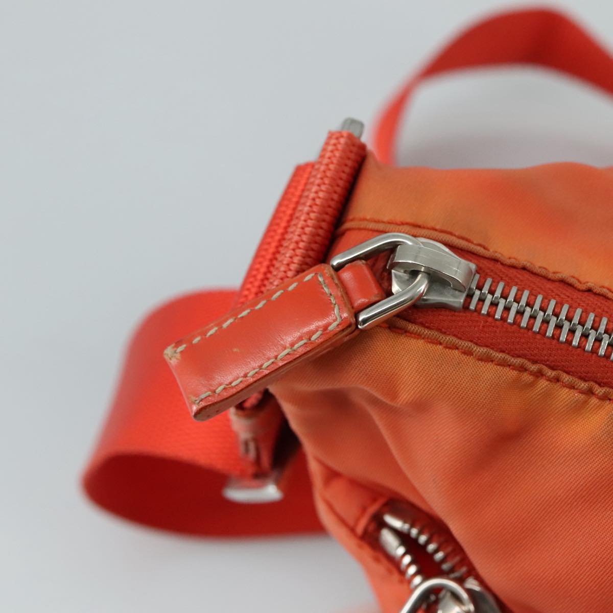 PRADA Shoulder Bag Nylon Orange Silver Auth 108312