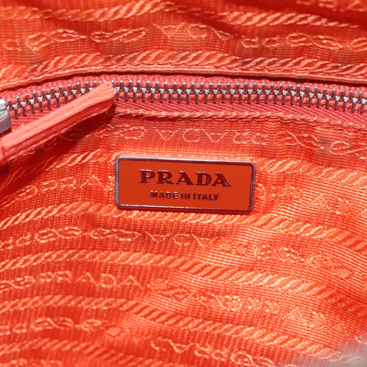 PRADA Shoulder Bag Nylon Orange Silver Auth 108312