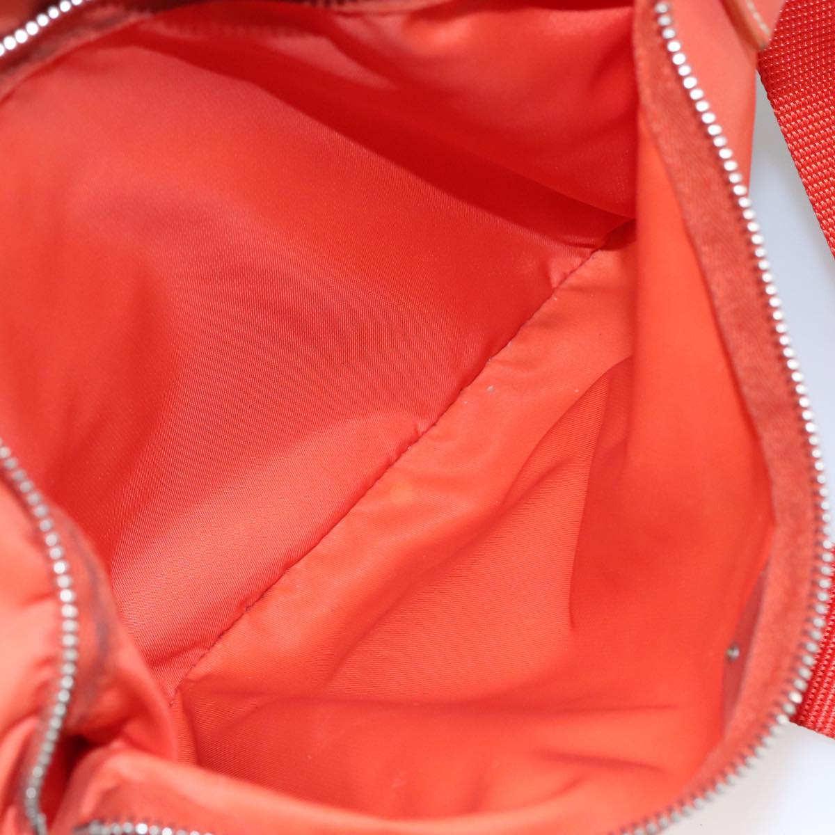 PRADA Shoulder Bag Nylon Orange Silver Auth 108312