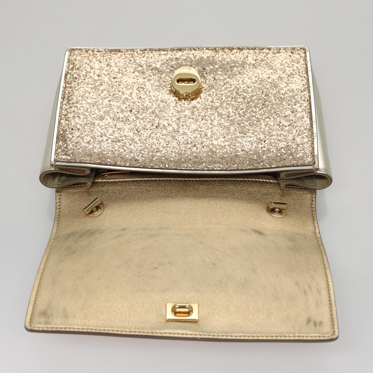 Salvatore Ferragamo Shoulder Bag Sequin 2way Gold Auth 108329