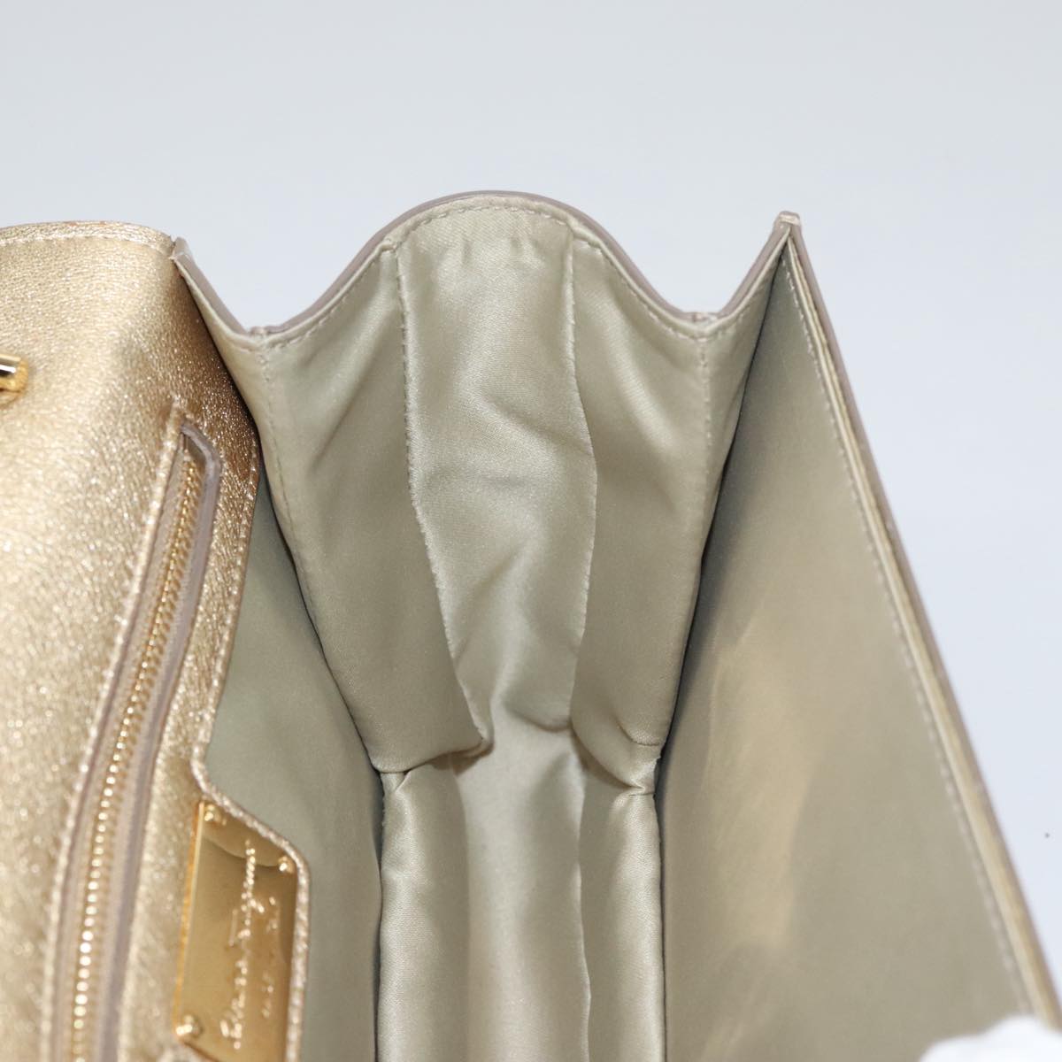 Salvatore Ferragamo Shoulder Bag Sequin 2way Gold Auth 108329