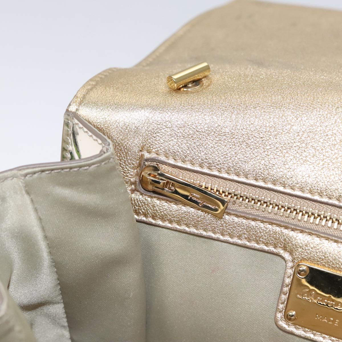 Salvatore Ferragamo Shoulder Bag Sequin 2way Gold Auth 108329