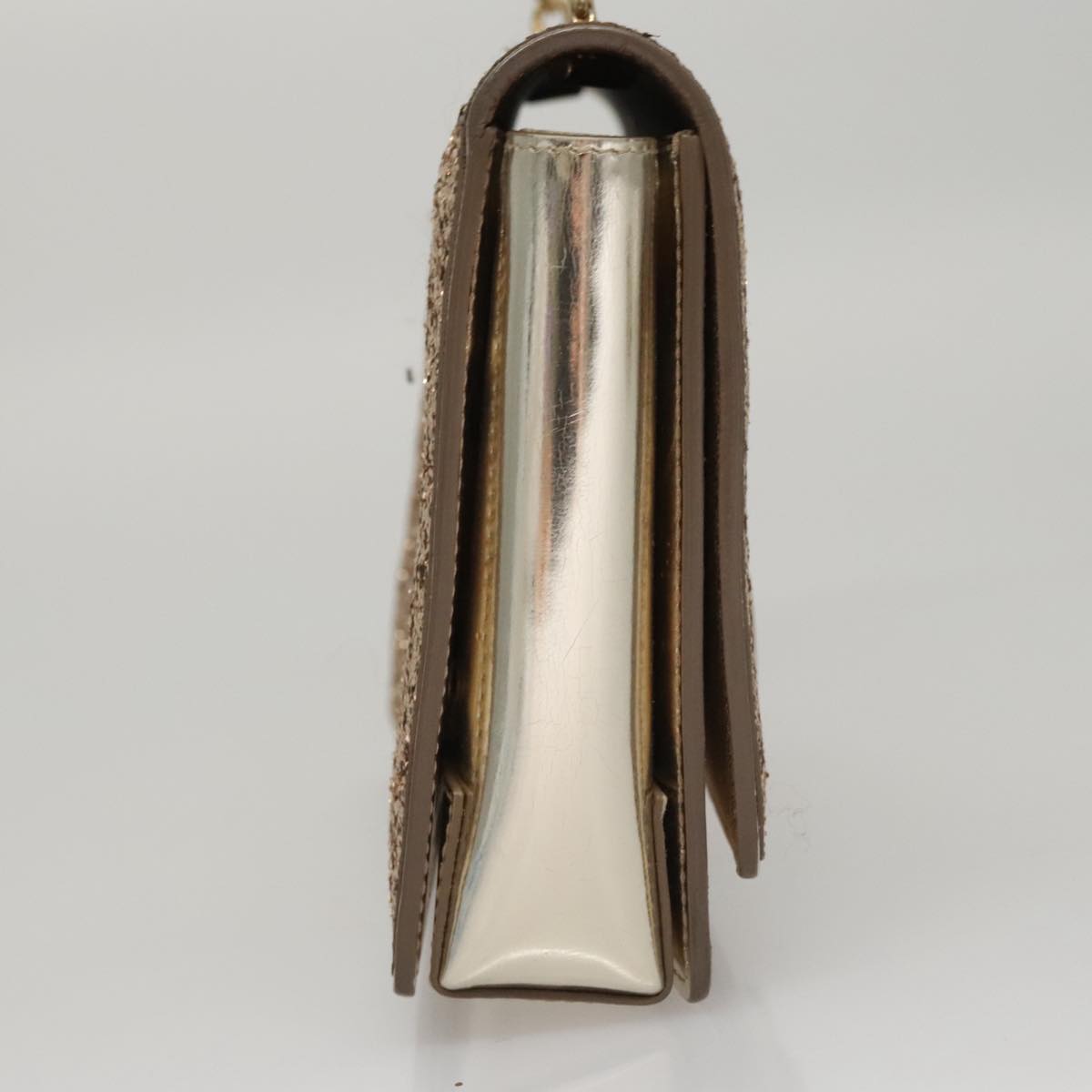 Salvatore Ferragamo Shoulder Bag Sequin 2way Gold Auth 108329