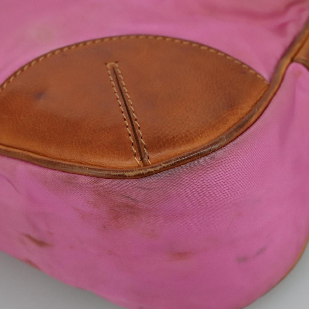PRADA Shoulder Bag Nylon Pink Beige Silver Auth 108330