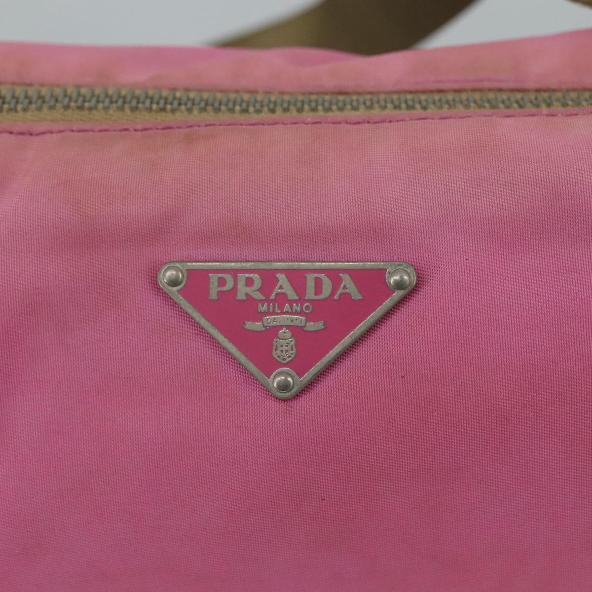 PRADA Shoulder Bag Nylon Pink Beige Silver Auth 108330