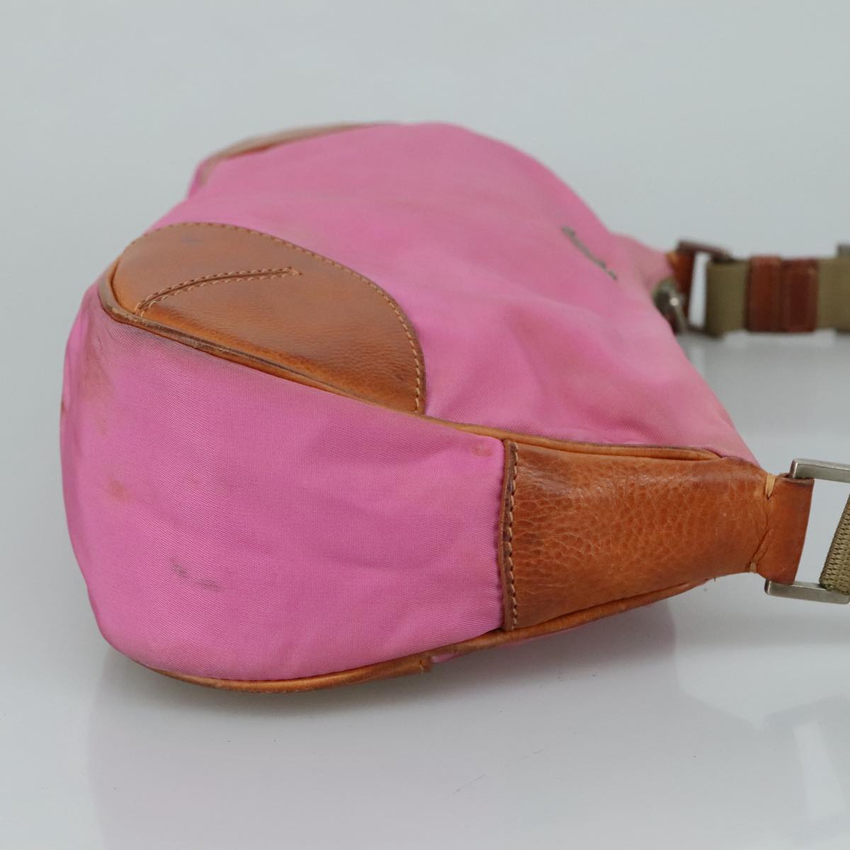 PRADA Shoulder Bag Nylon Pink Beige Silver Auth 108330