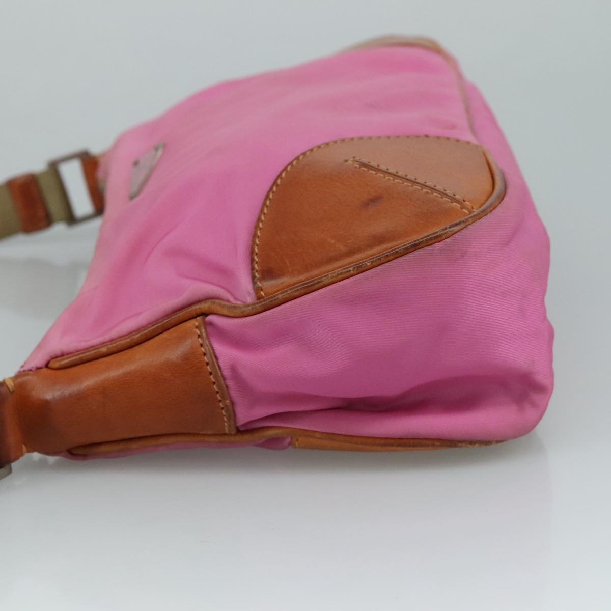 PRADA Shoulder Bag Nylon Pink Beige Silver Auth 108330