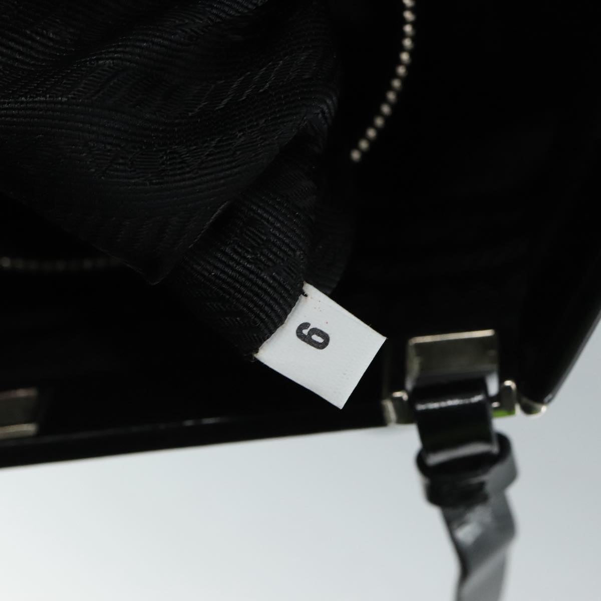 PRADA Hand Bag Nylon Leather Black Silver Auth 108371