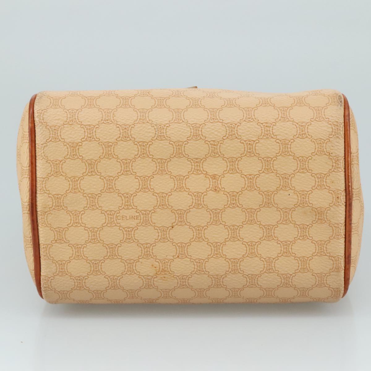 CELINE Macadam Canvas Hand Bag PVC Leather Beige Brown gold Auth 108393