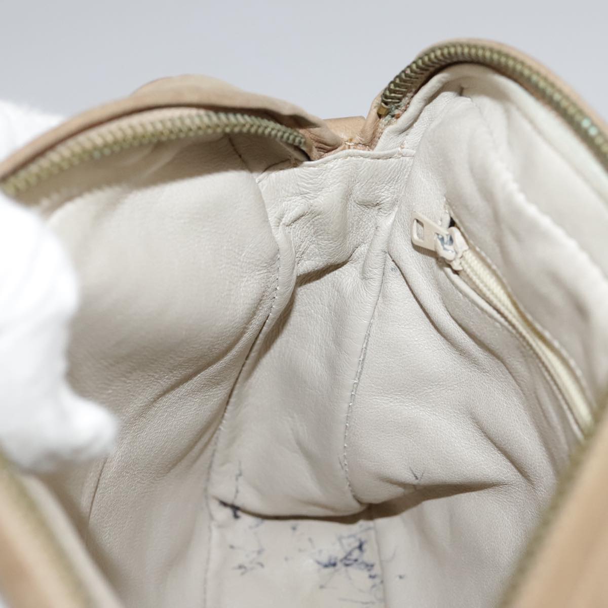 CHANEL Matelasse Chain Shoulder Bag Lamb Skin Beige Gold CC Auth 108395