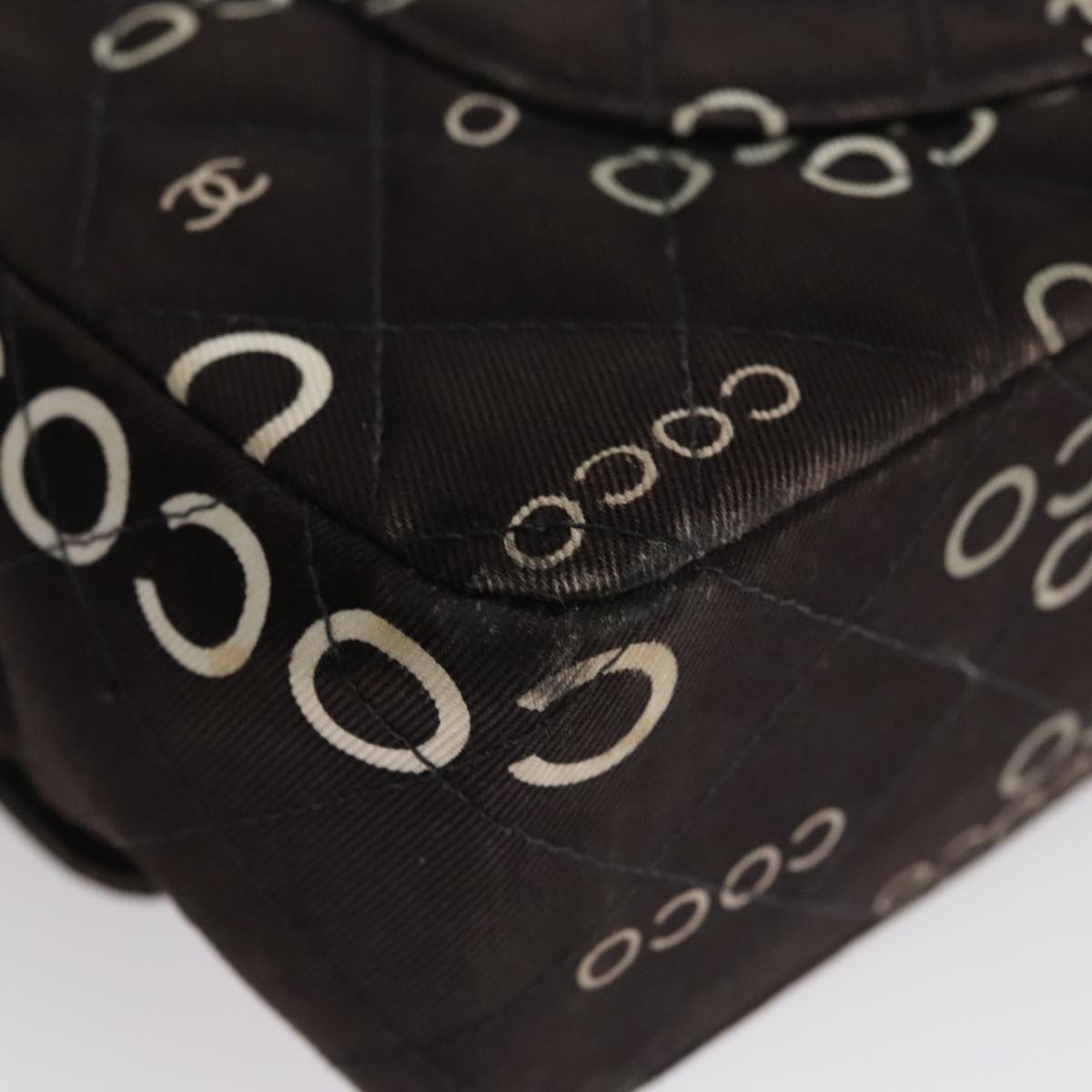 CHANEL Matelasse Chain Shoulder Bag Canvas Black Gold CC Auth 108396