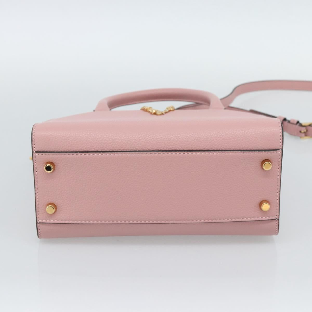 VERSACE Hand Bag Leather 2way Pink Auth 108430