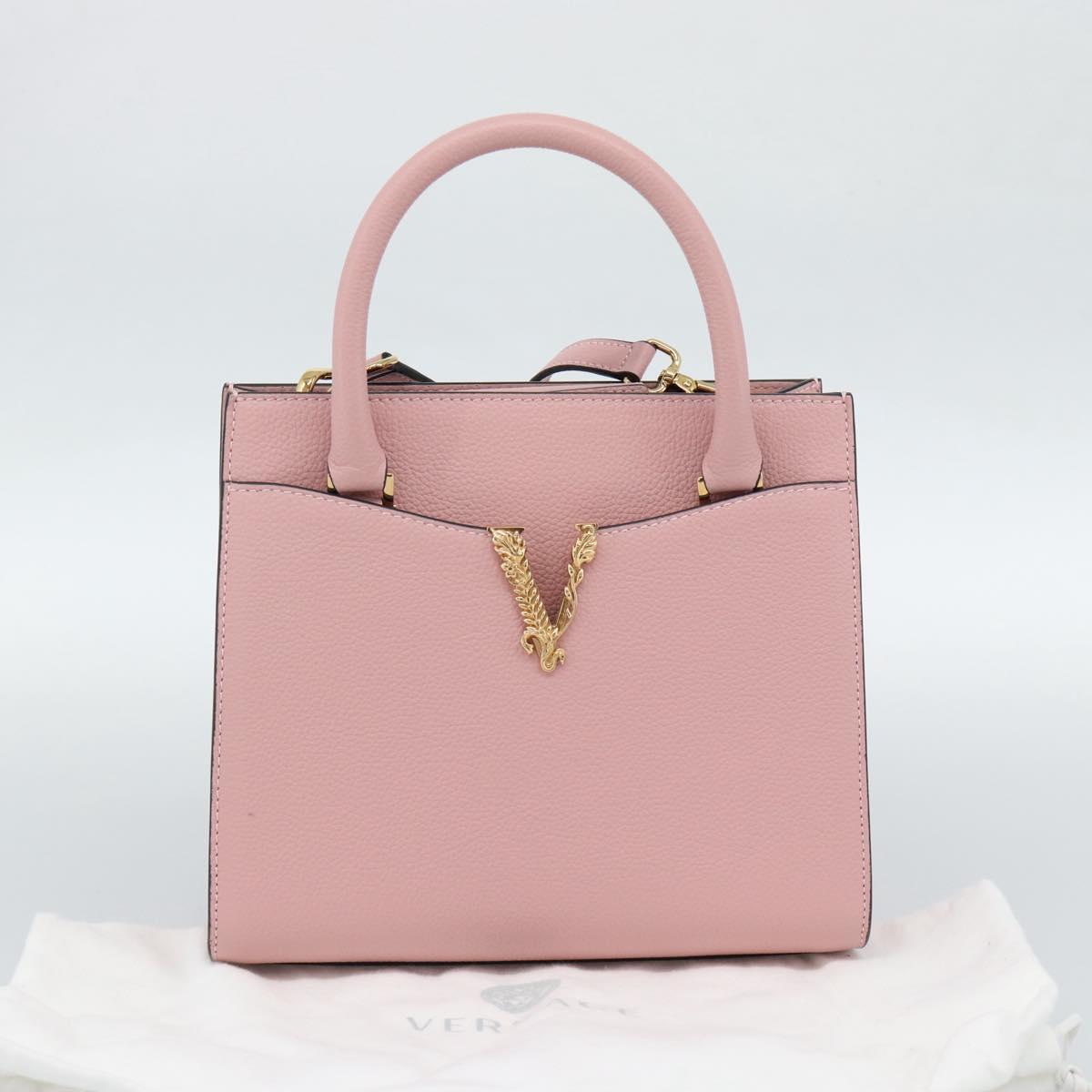 VERSACE Hand Bag Leather 2way Pink Auth 108430