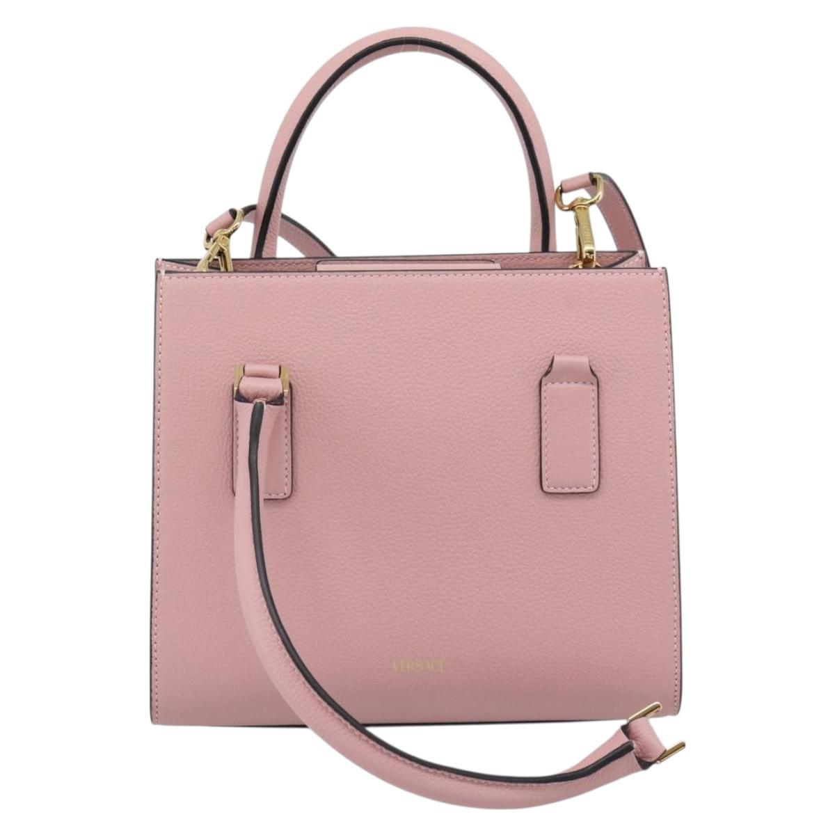 VERSACE Hand Bag Leather 2way Pink Auth 108430