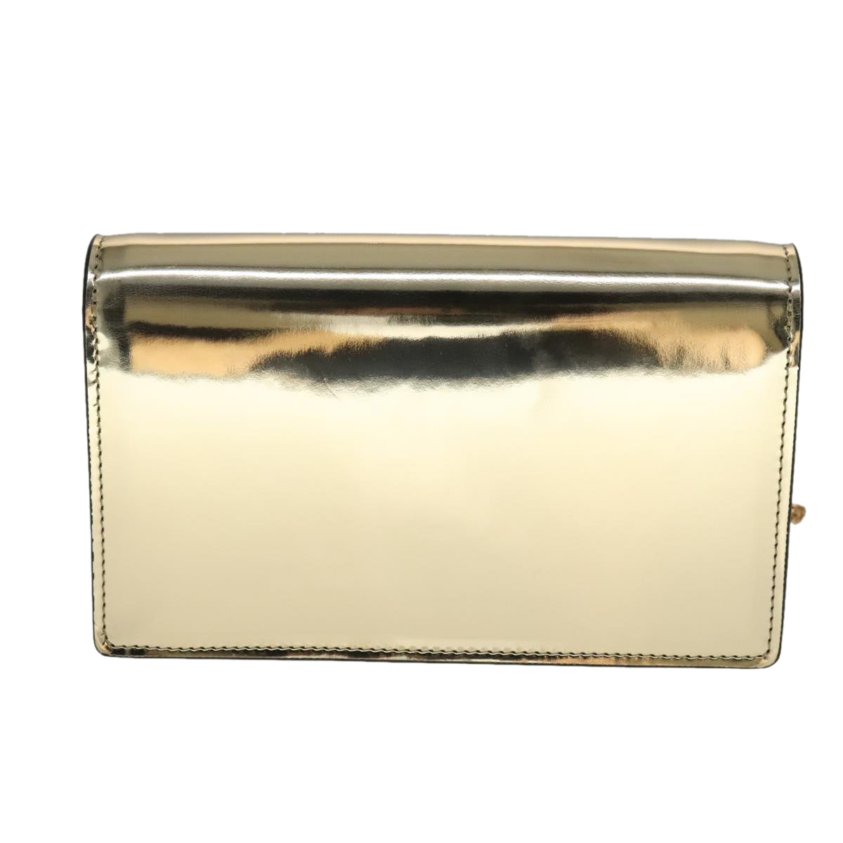 VERSACE Chain Shoulder Bag Patent leather Gold Auth 108487V