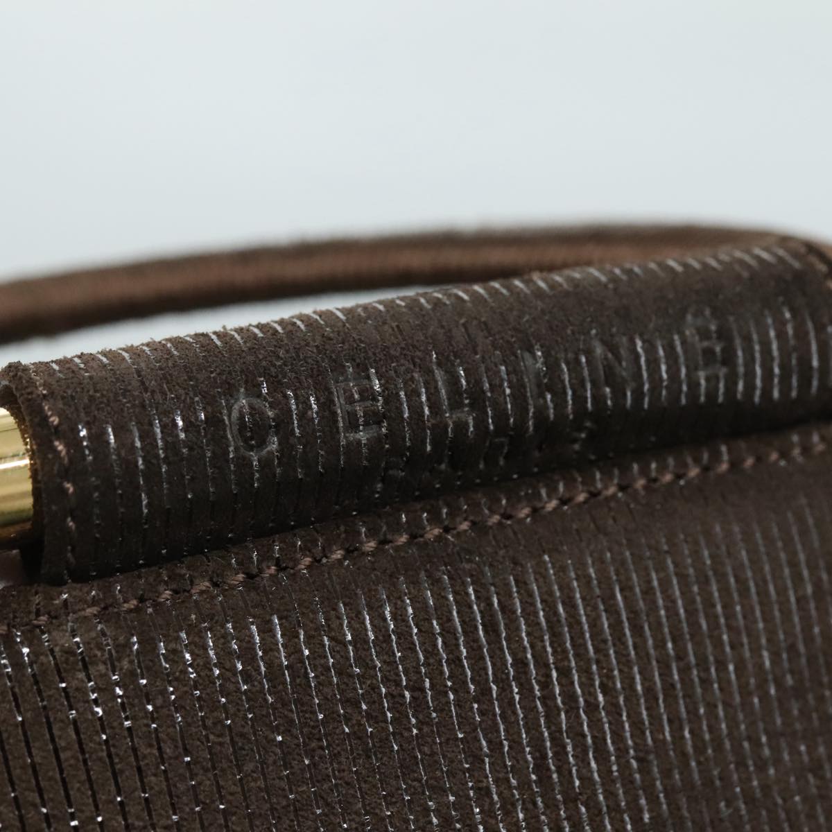 CELINE Hand Bag Suede 2way Brown Gold Auth 108505