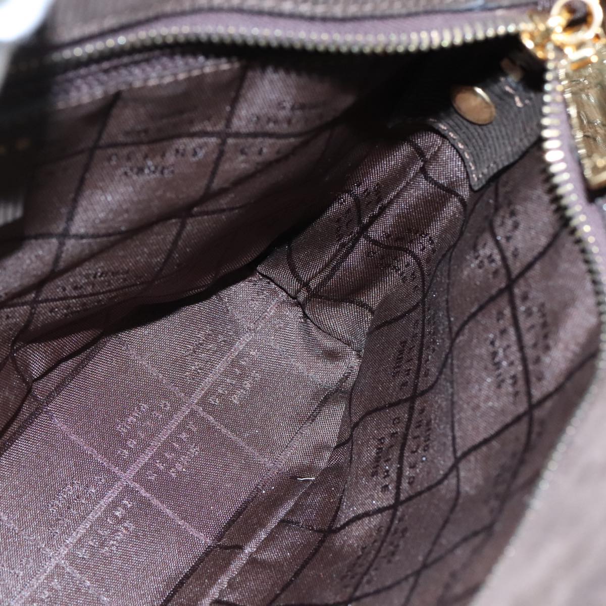 CELINE Hand Bag Suede 2way Brown Gold Auth 108505