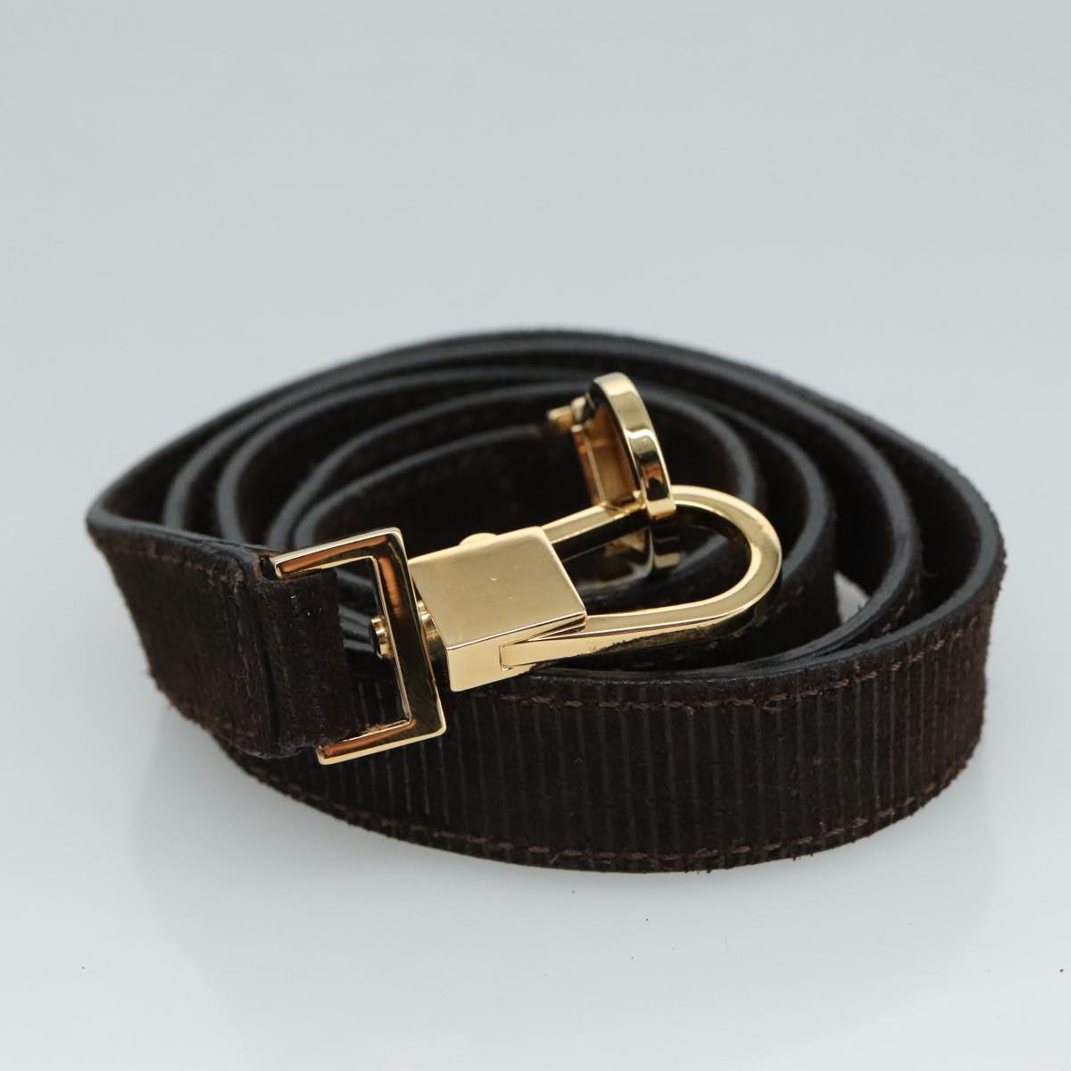 CELINE Hand Bag Suede 2way Brown Gold Auth 108505