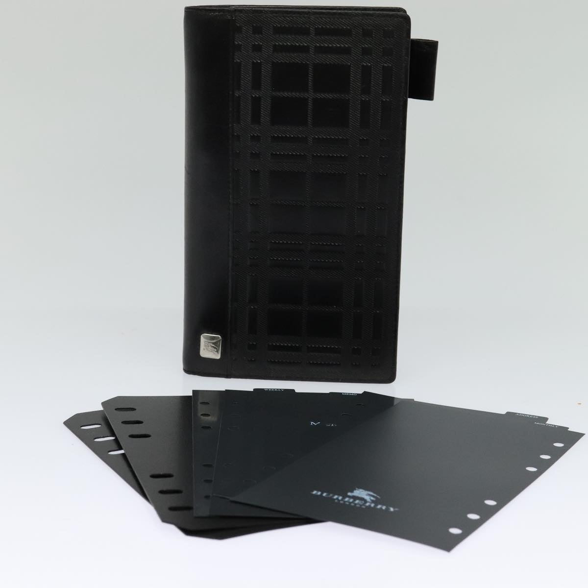 BURBERRY Day Planner Cover Leather Black Auth 108507