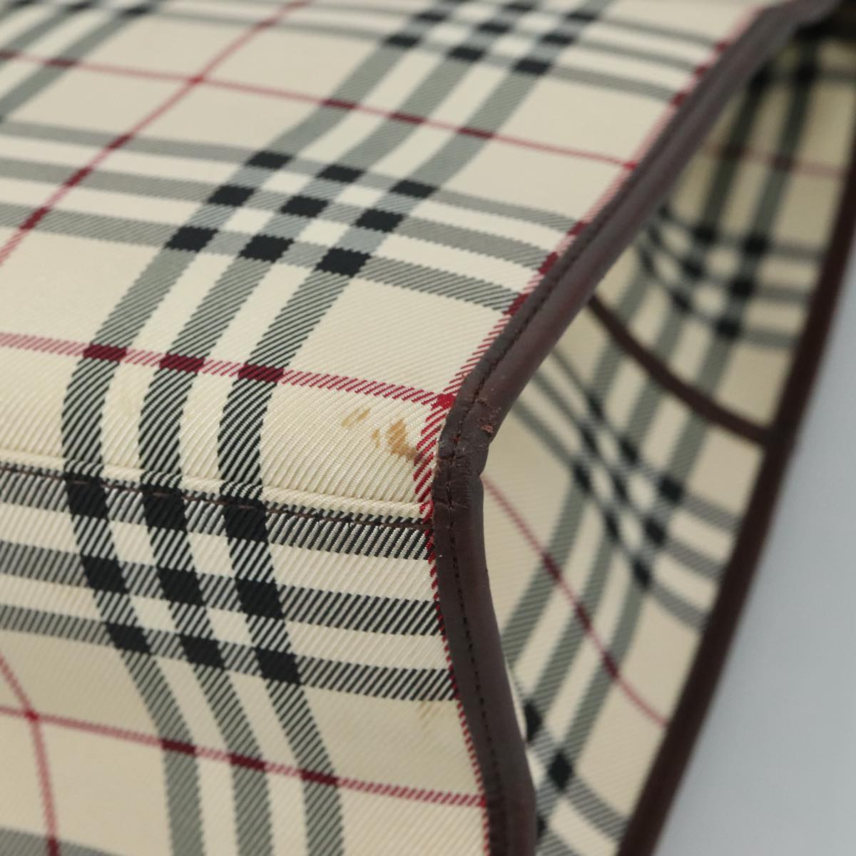 BURBERRY Nova Check Hand Bag Canvas 2way Beige Auth 108520