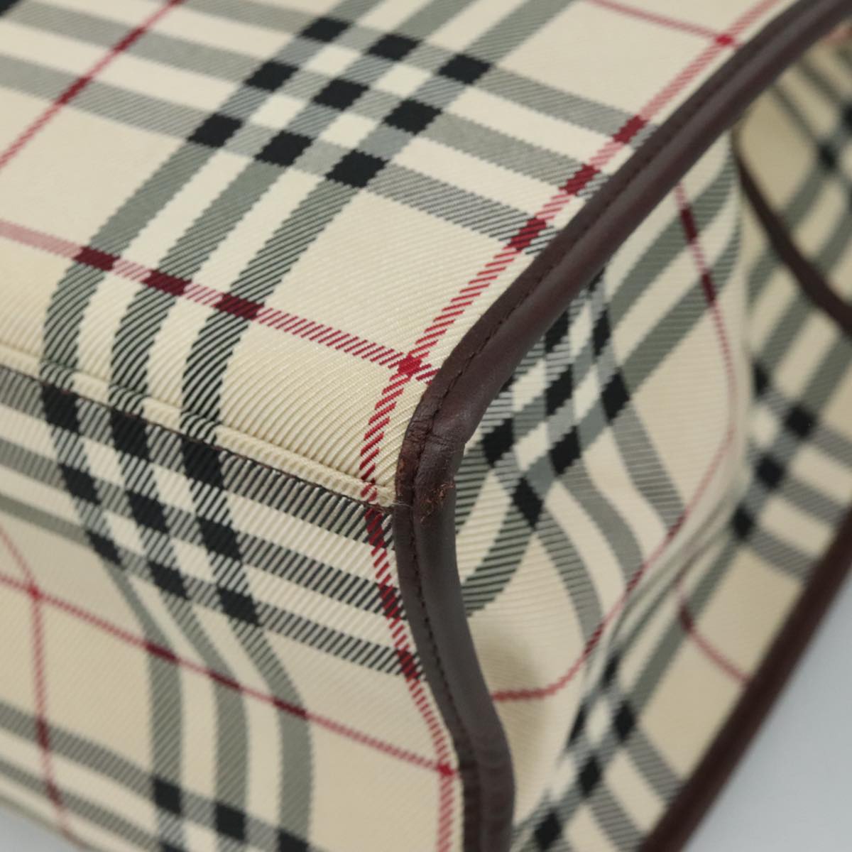 BURBERRY Nova Check Hand Bag Canvas 2way Beige Auth 108520