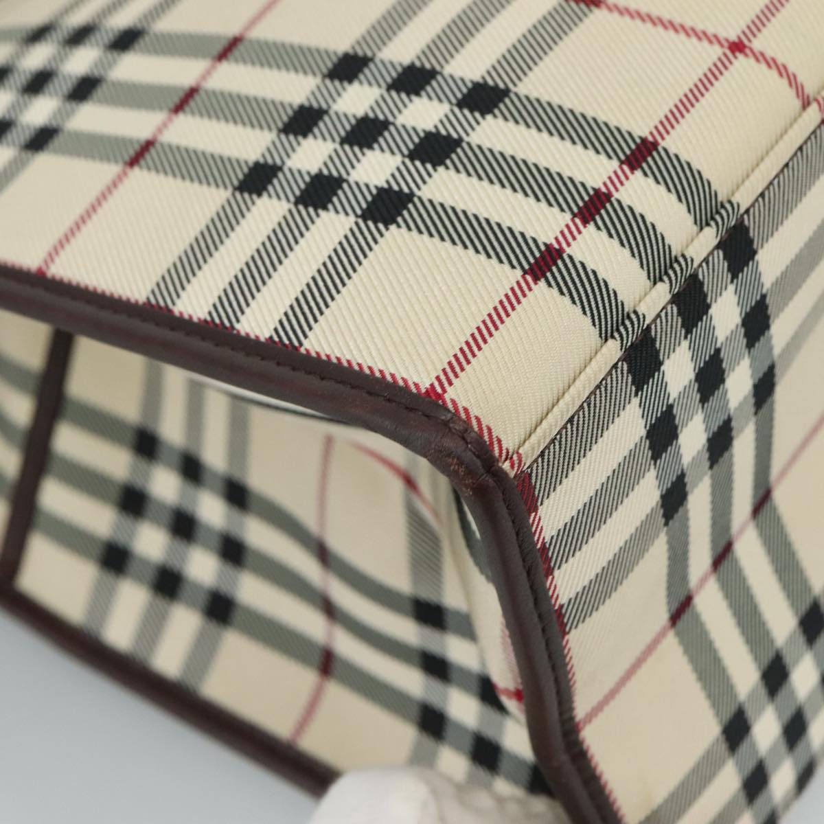 BURBERRY Nova Check Hand Bag Canvas 2way Beige Auth 108520