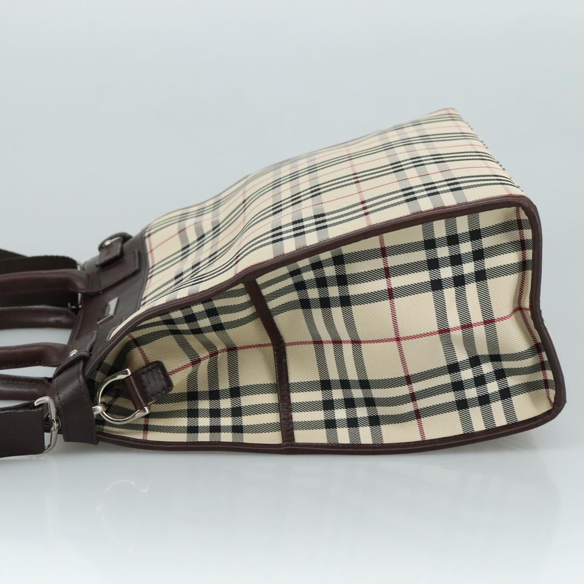 BURBERRY Nova Check Hand Bag Canvas 2way Beige Auth 108520