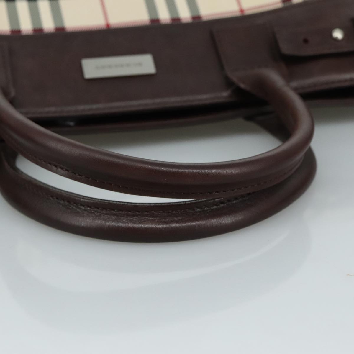 BURBERRY Nova Check Hand Bag Canvas 2way Beige Auth 108520