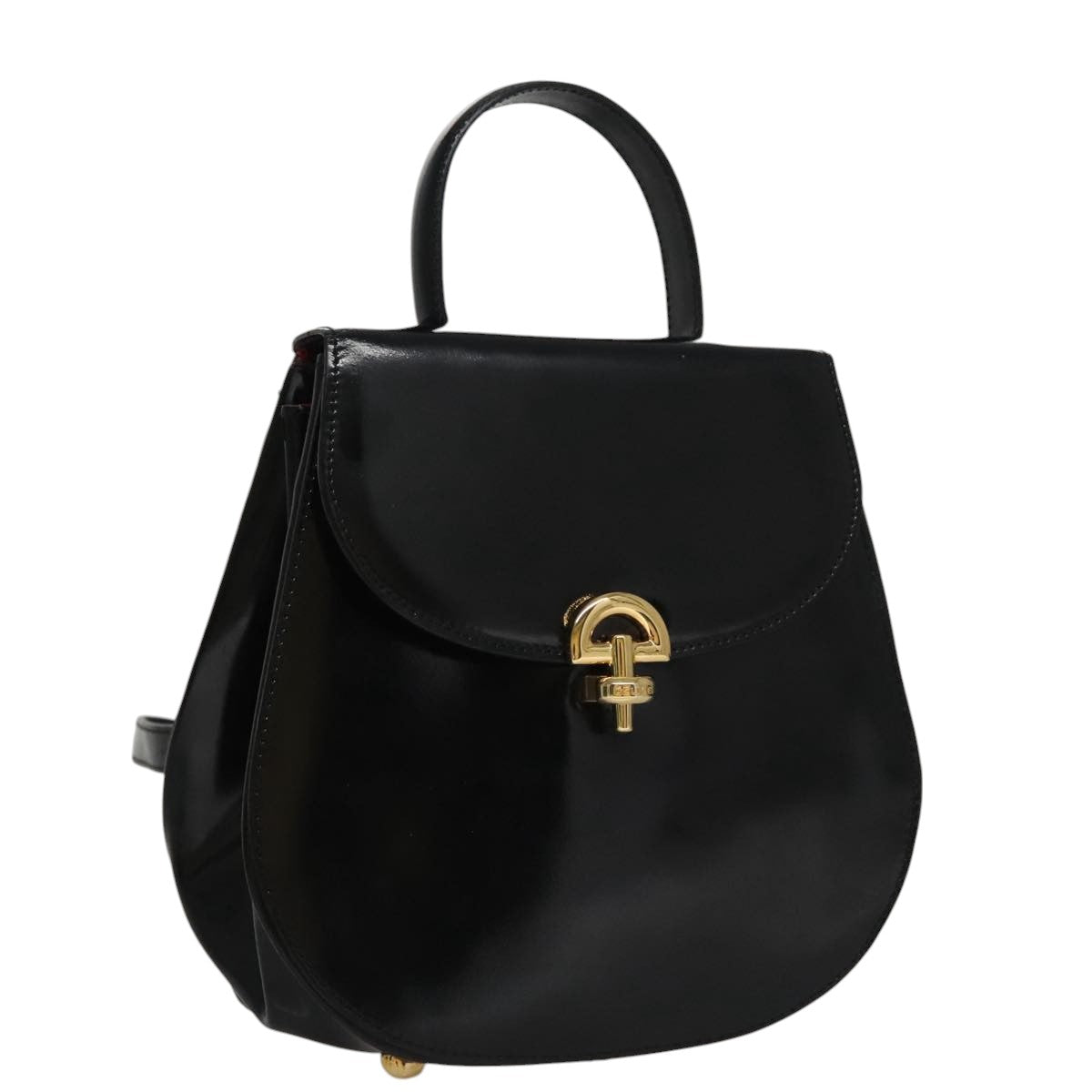 CELINE Backpack Patent leather Black Auth 108565