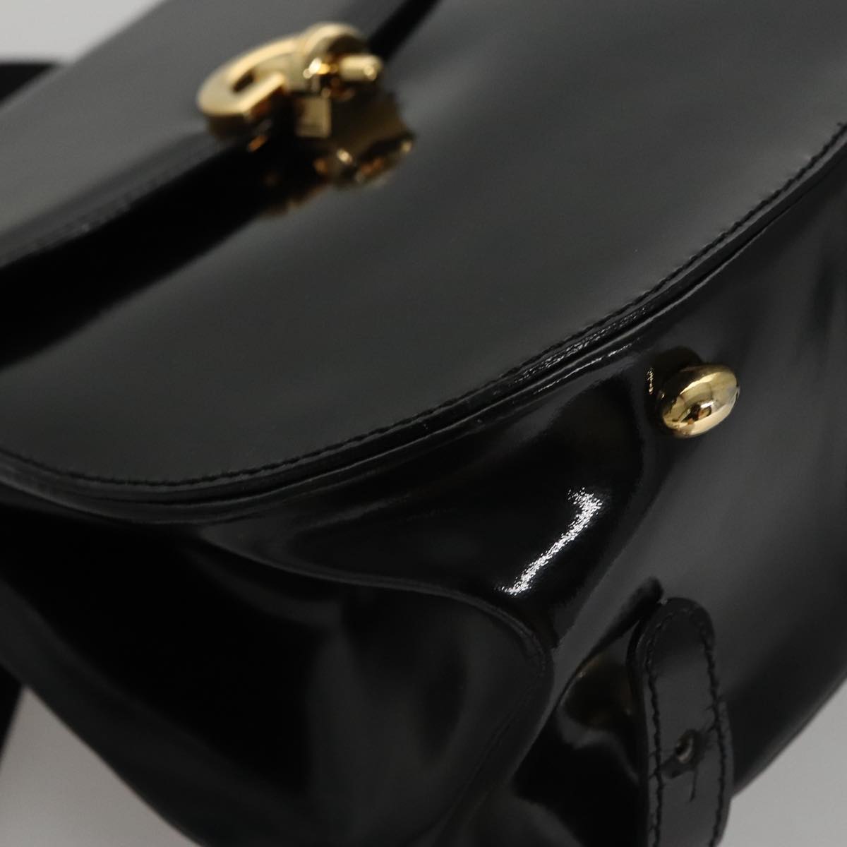 CELINE Backpack Patent leather Black Auth 108565