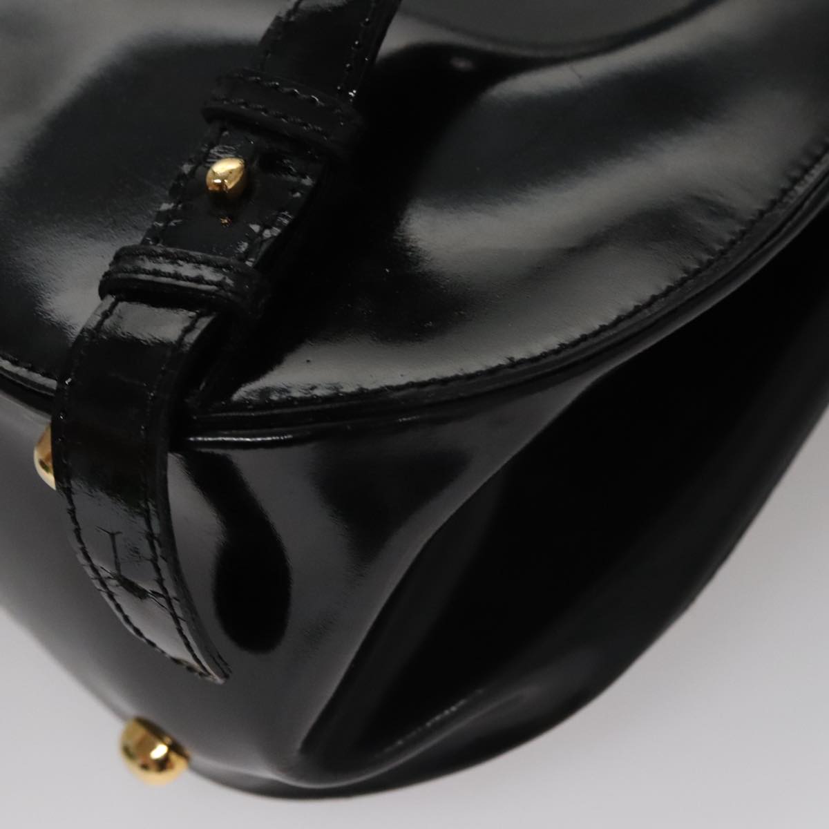 CELINE Backpack Patent leather Black Auth 108565