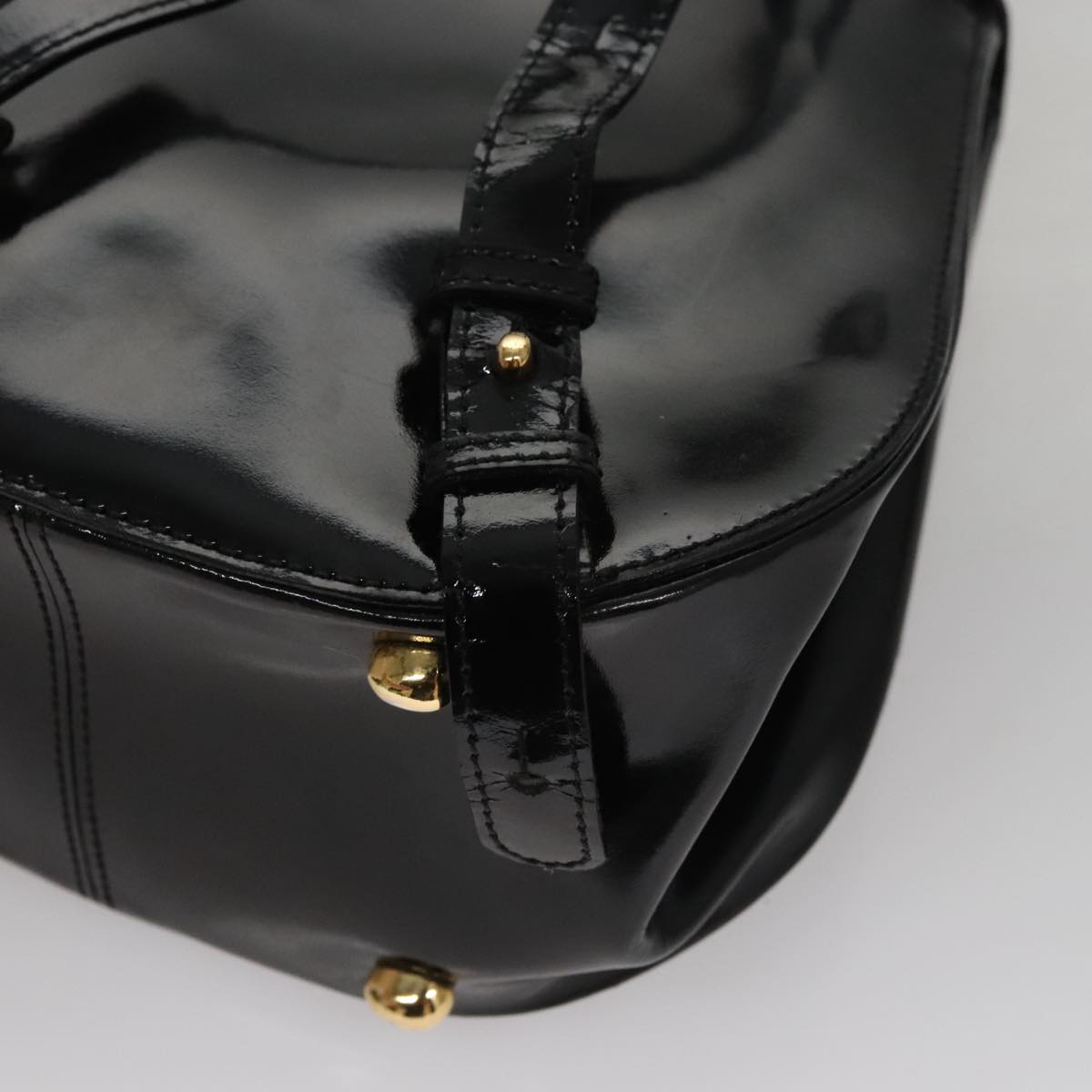 CELINE Backpack Patent leather Black Auth 108565