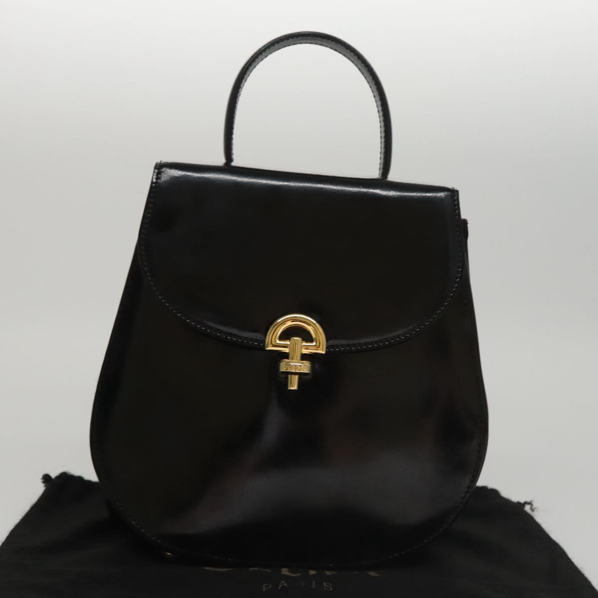 CELINE Backpack Patent leather Black Auth 108565