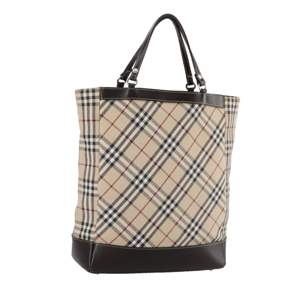 BURBERRY Nova Check Blue Label Hand Bag Canvas Beige Auth 108566