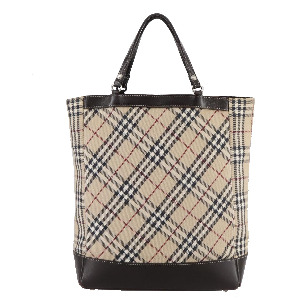 BURBERRY Nova Check Blue Label Hand Bag Canvas Beige Auth 108566