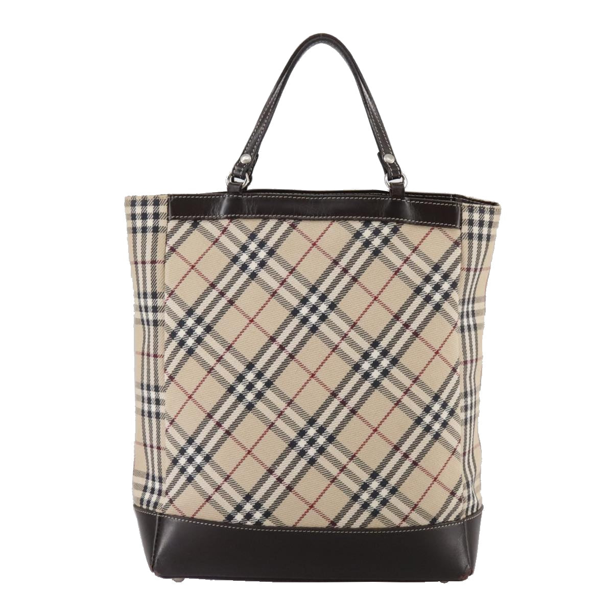 BURBERRY Nova Check Blue Label Hand Bag Canvas Beige Auth 108566