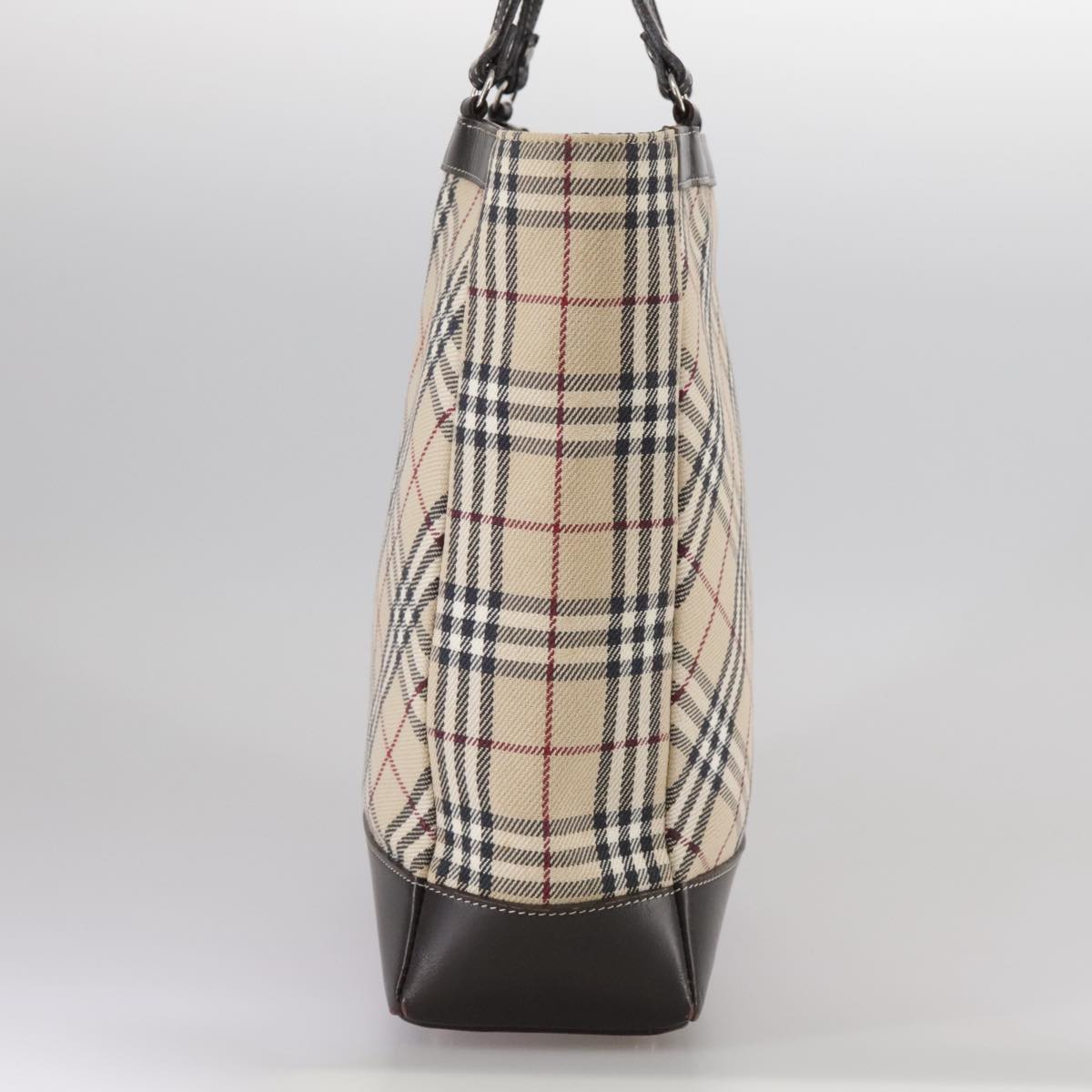 BURBERRY Nova Check Blue Label Hand Bag Canvas Beige Auth 108566