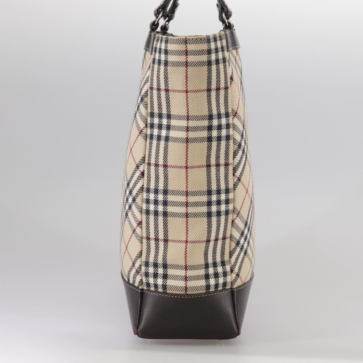 BURBERRY Nova Check Blue Label Hand Bag Canvas Beige Auth 108566