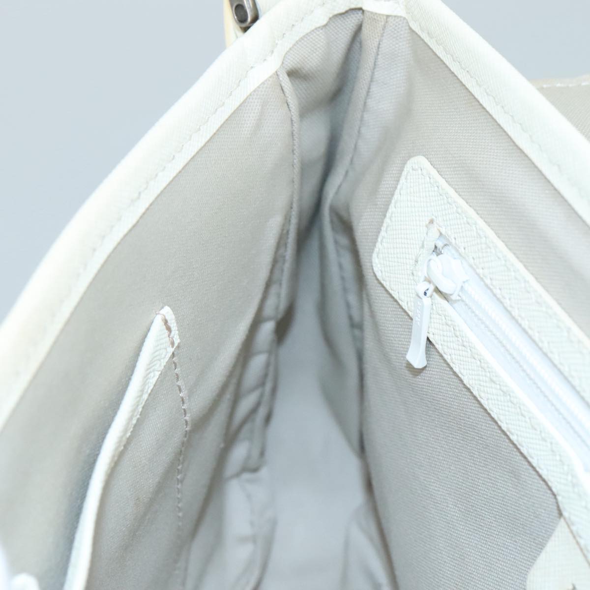 BURBERRY Nova Check Shoulder Bag Canvas Leather Beige White Silver Auth 108570