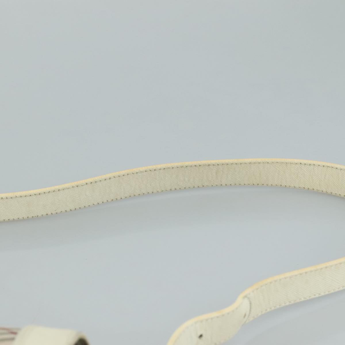 BURBERRY Nova Check Shoulder Bag Canvas Leather Beige White Silver Auth 108570