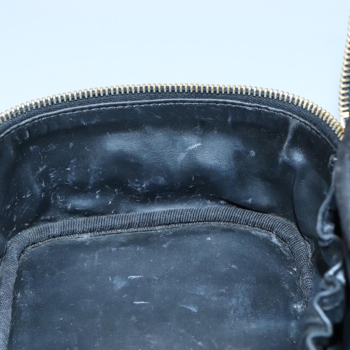 CHANEL Bicolore Vanity Hand Bag Leather Black Gold CC Auth 108585