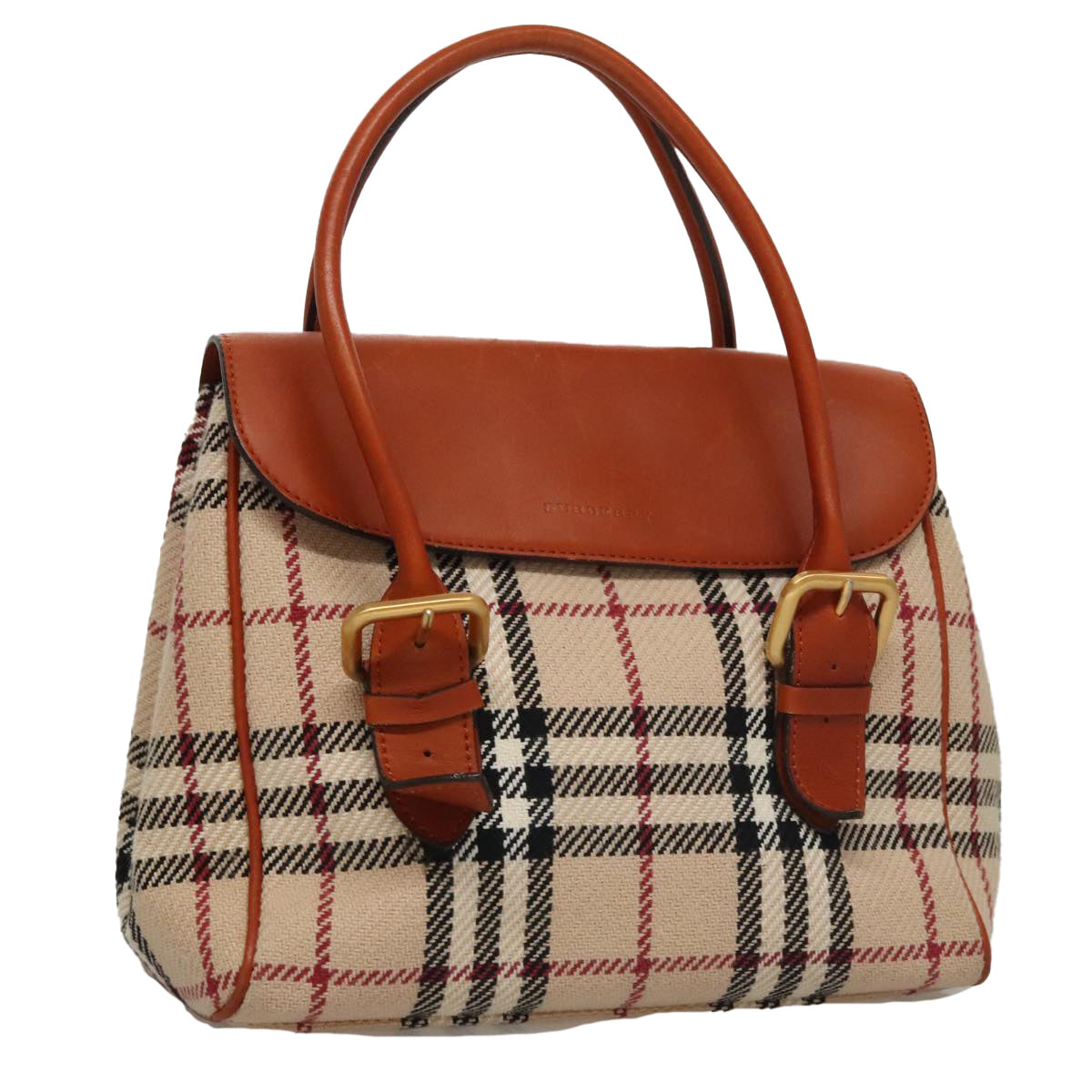 BURBERRY Nova Check Hand Bag Canvas Beige Auth 108600