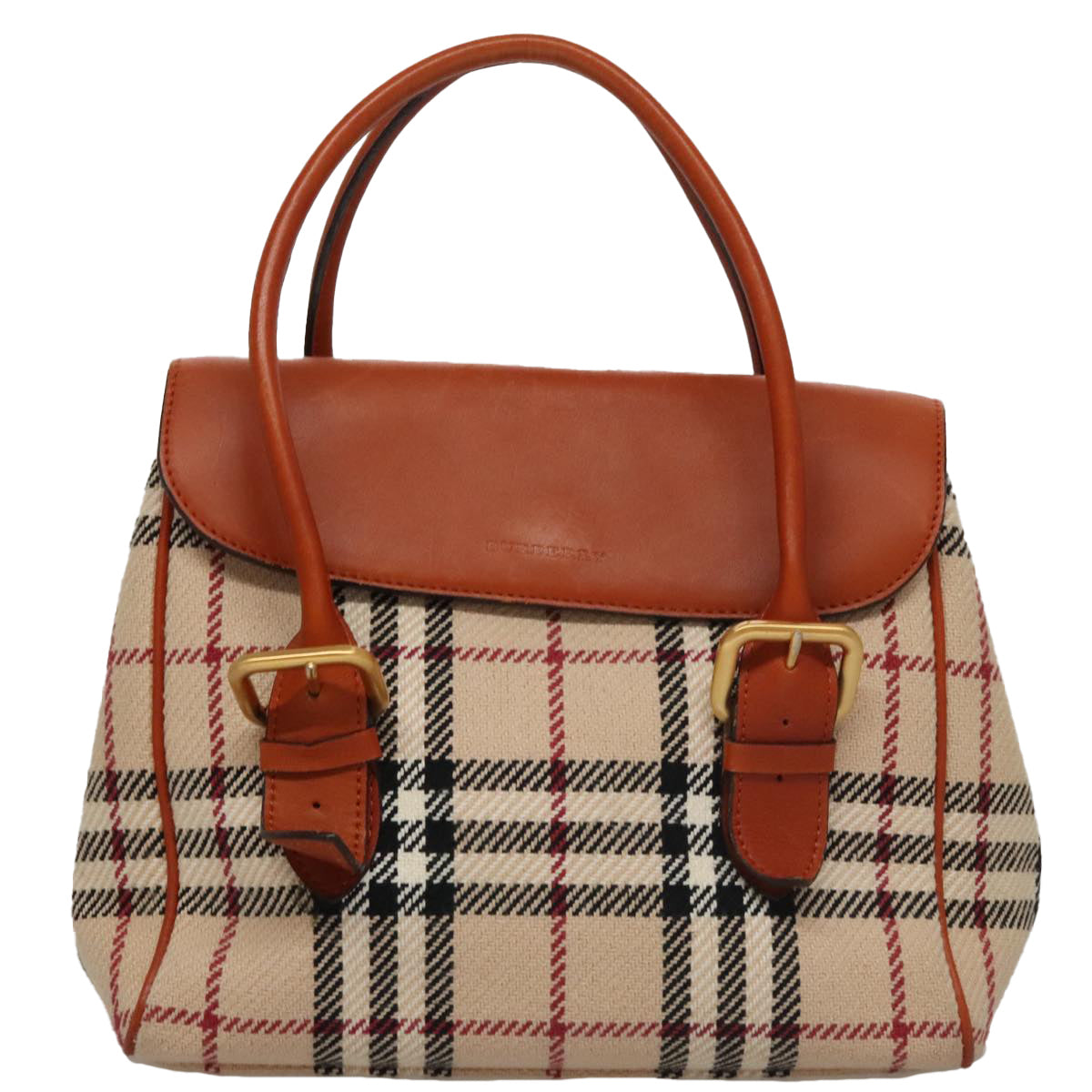 BURBERRY Nova Check Hand Bag Canvas Beige Auth 108600