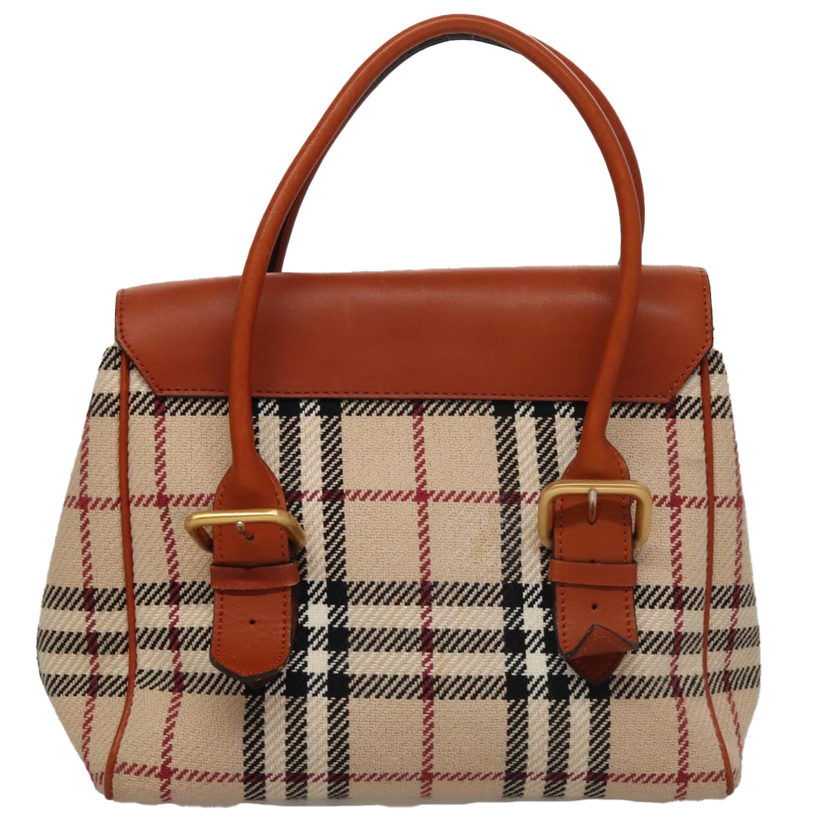 BURBERRY Nova Check Hand Bag Canvas Beige Auth 108600