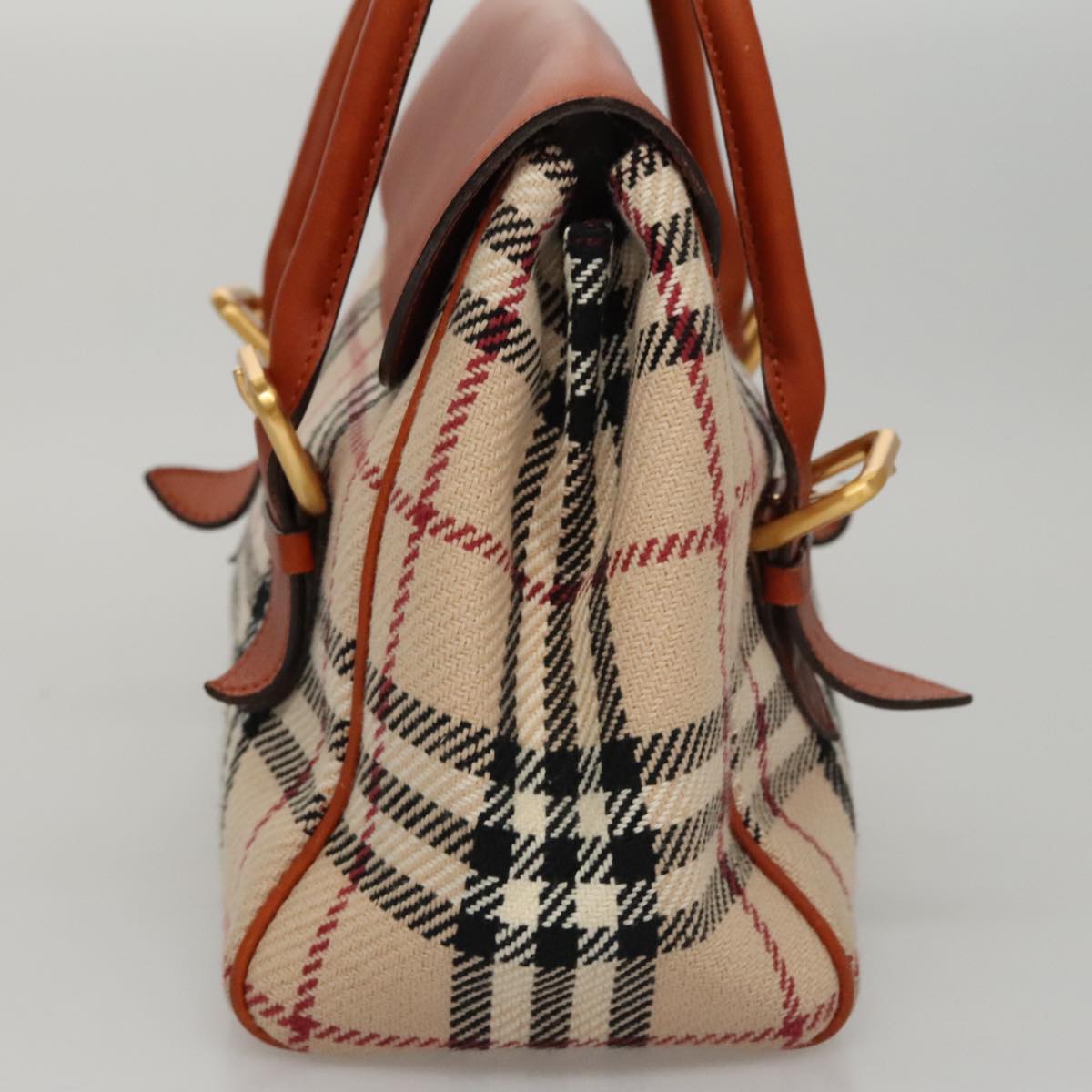 BURBERRY Nova Check Hand Bag Canvas Beige Auth 108600