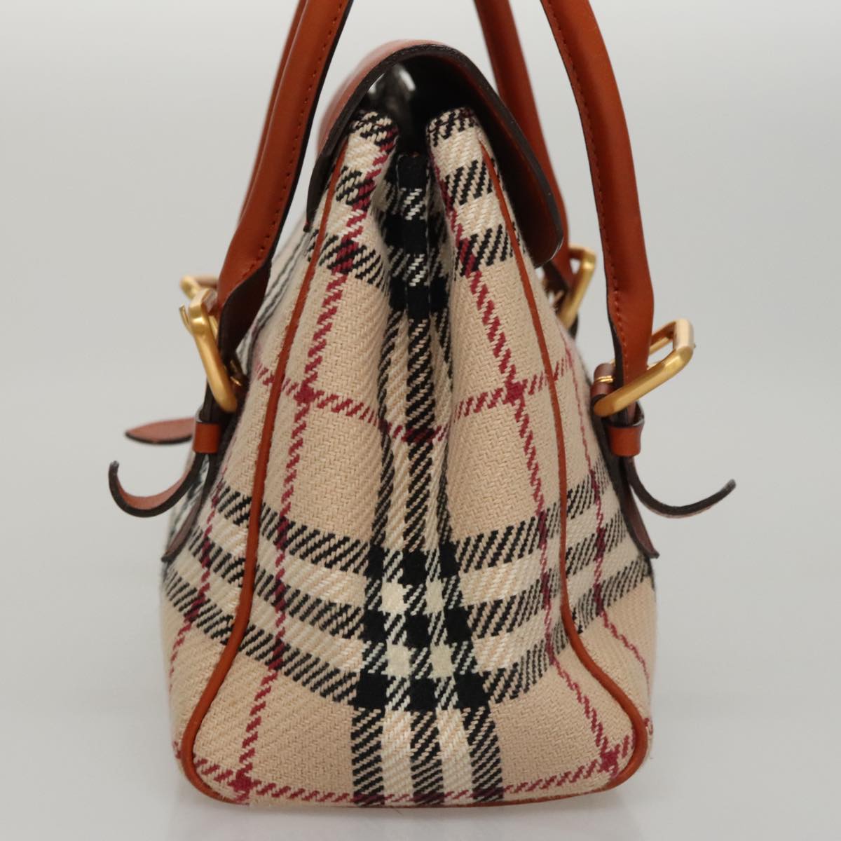 BURBERRY Nova Check Hand Bag Canvas Beige Auth 108600