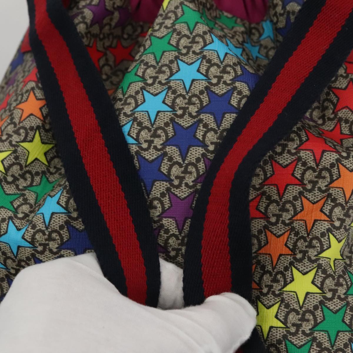 GUCCI GG Supreme Sherry Line Backpack PVC Beige Multicolor 550775 Auth 108606V