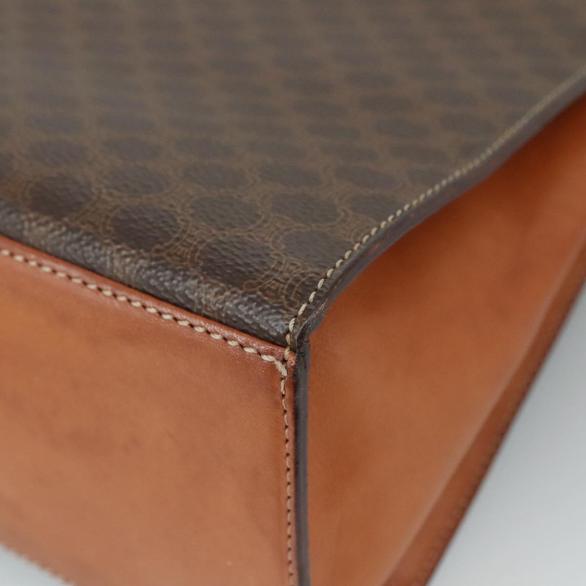 CELINE Macadam Canvas Hand Bag PVC Leather Brown Auth 108632