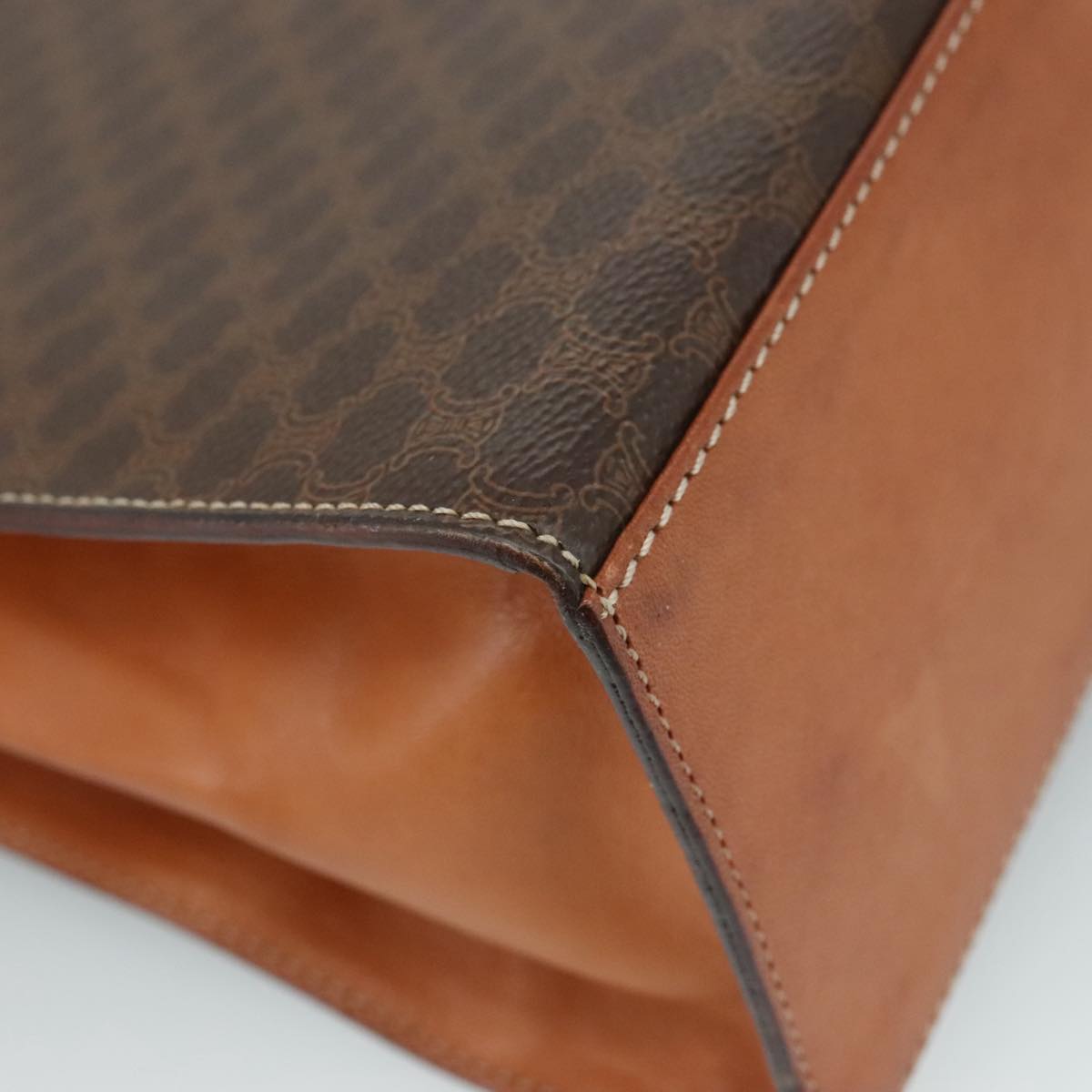 CELINE Macadam Canvas Hand Bag PVC Leather Brown Auth 108632