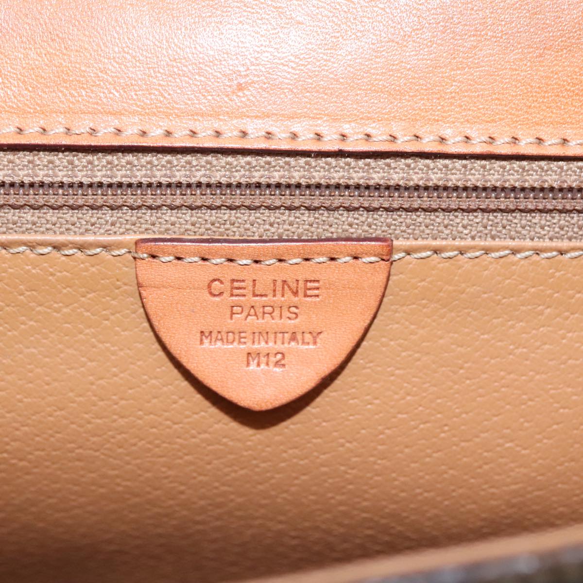 CELINE Macadam Canvas Hand Bag PVC Leather Brown Auth 108632